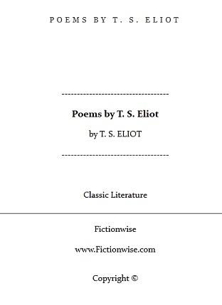 Poems by T. S. Eliot book cover