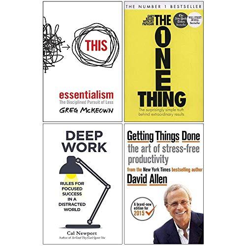 Essentialism / The One Thing / Deep Work / Getting Things Done book cover